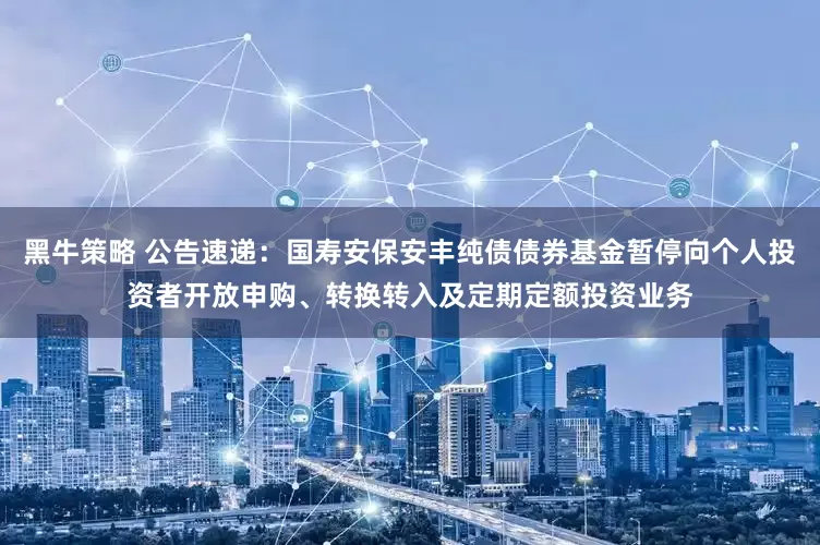 黑牛策略 公告速递：国寿安保安丰纯债债券基金暂停向个人投资者开放申购、转换转入及定期定额投资业务